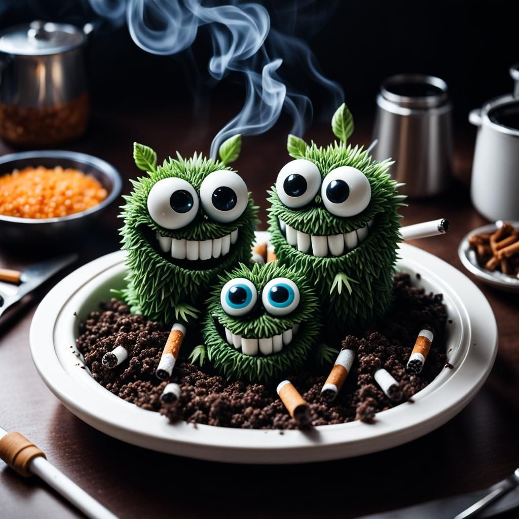 googly eyes cigarette monsters