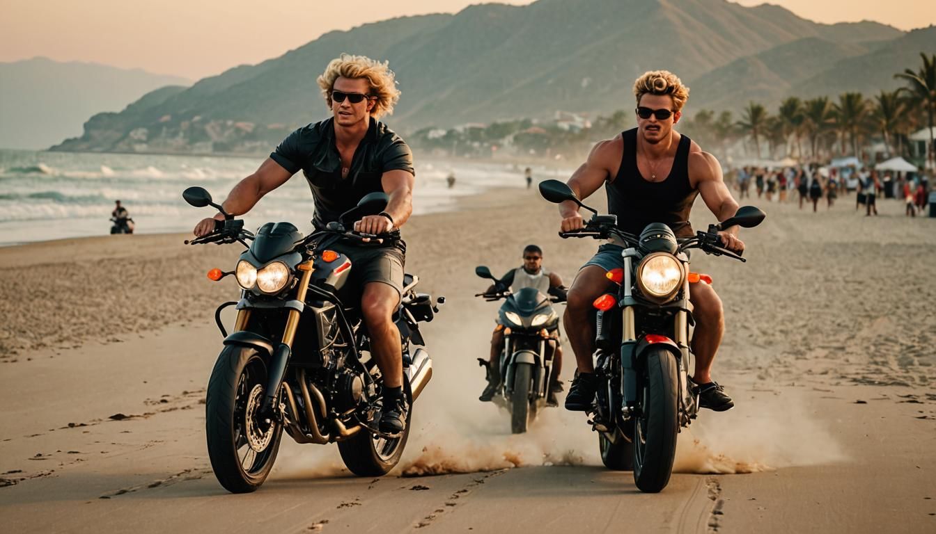 Motorbike Ride on Copacabana Beach at Sunset