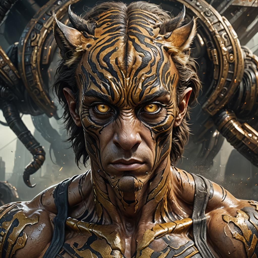 Hyperrealistic Alien Portrait: Tiger-Like Teen in Unreal Eng...