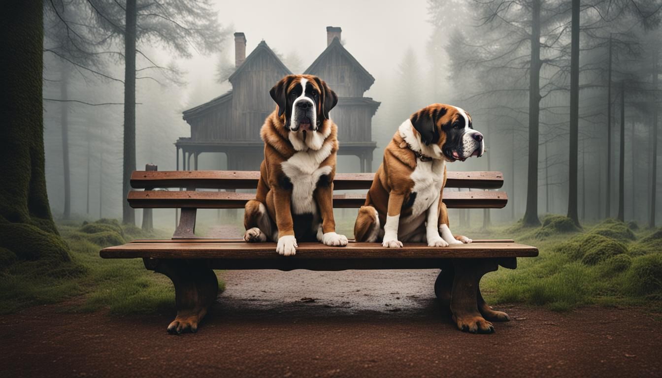Anthro Saint Bernard and Great Dane Embrace