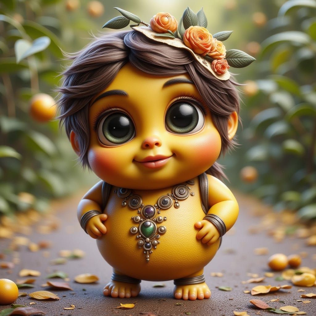 Chubby Lemon Girl in Elegant Whimsy