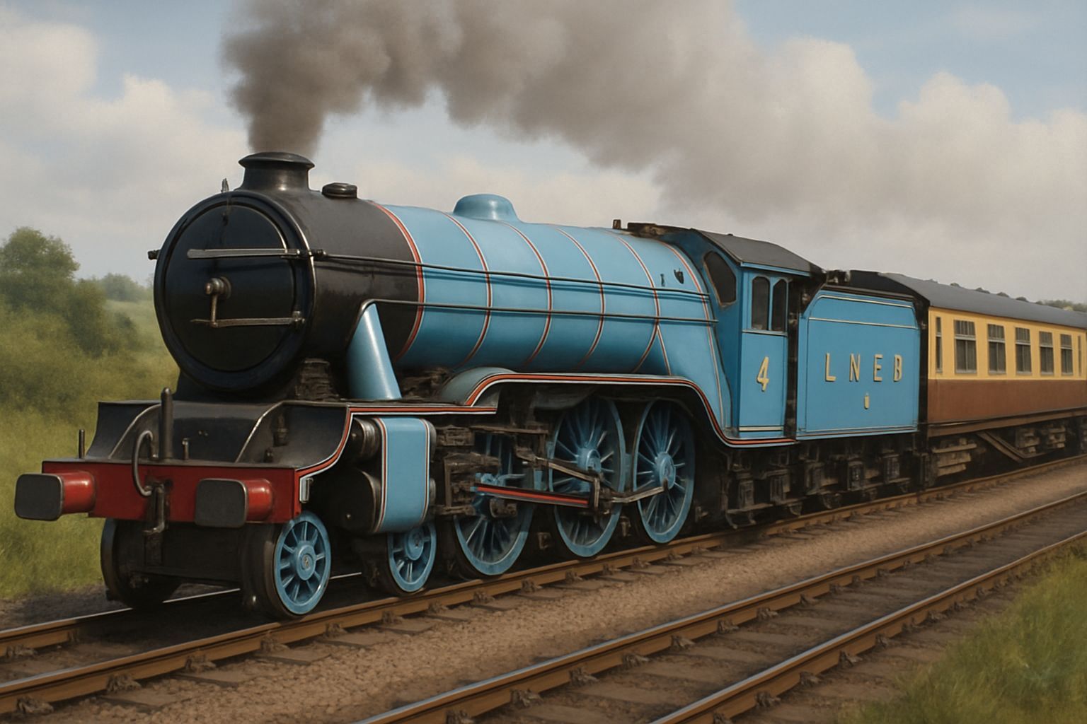 LNER Gresley A1 Steam Train in Blue & Red Stripes