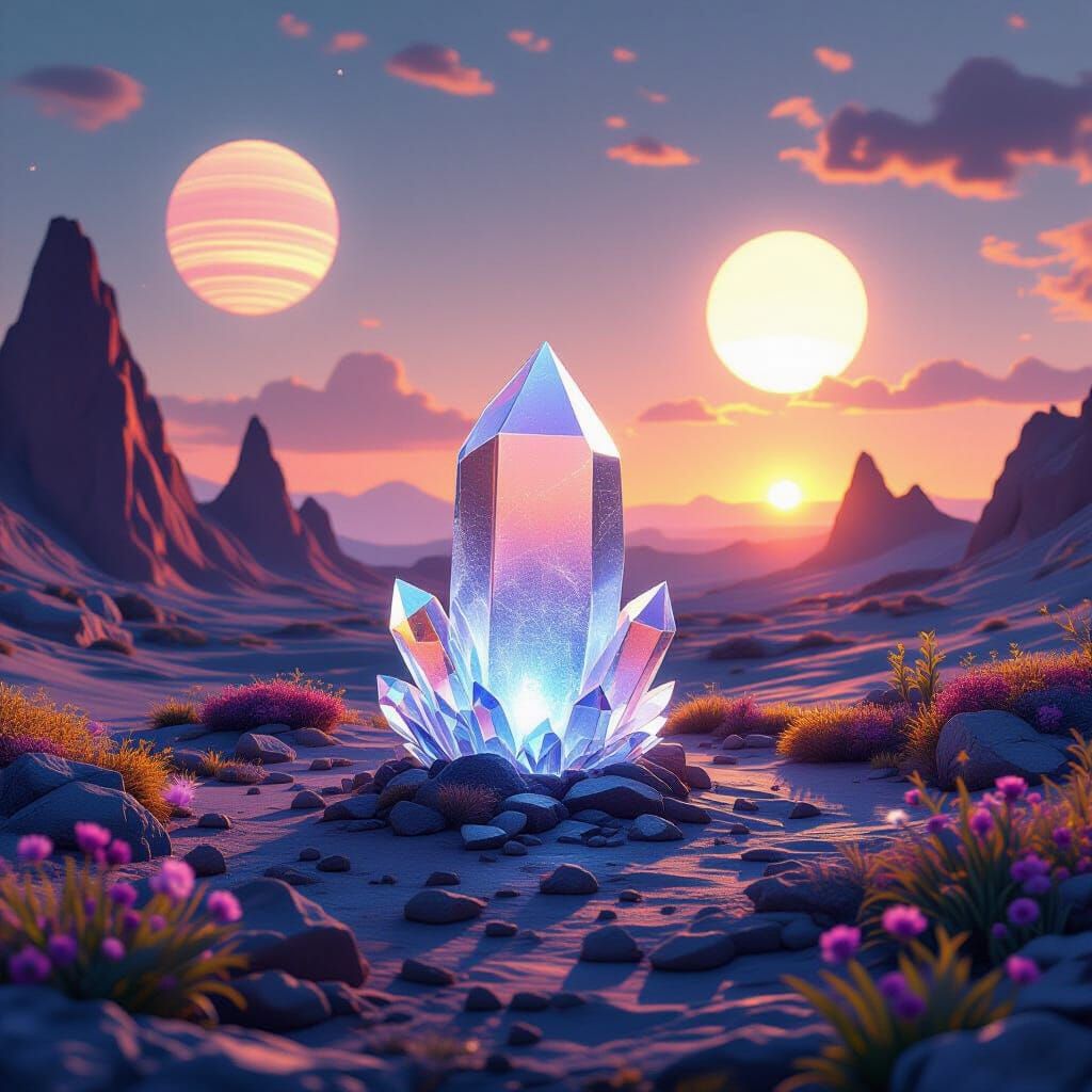 Luminous Crystal Entity on an Alien World