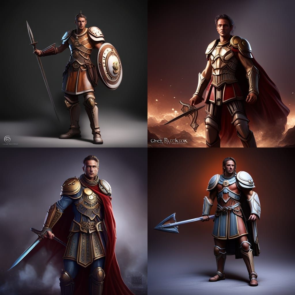Futuristic Roman Warrior: Hyperdetailed Dark Fantasy Art