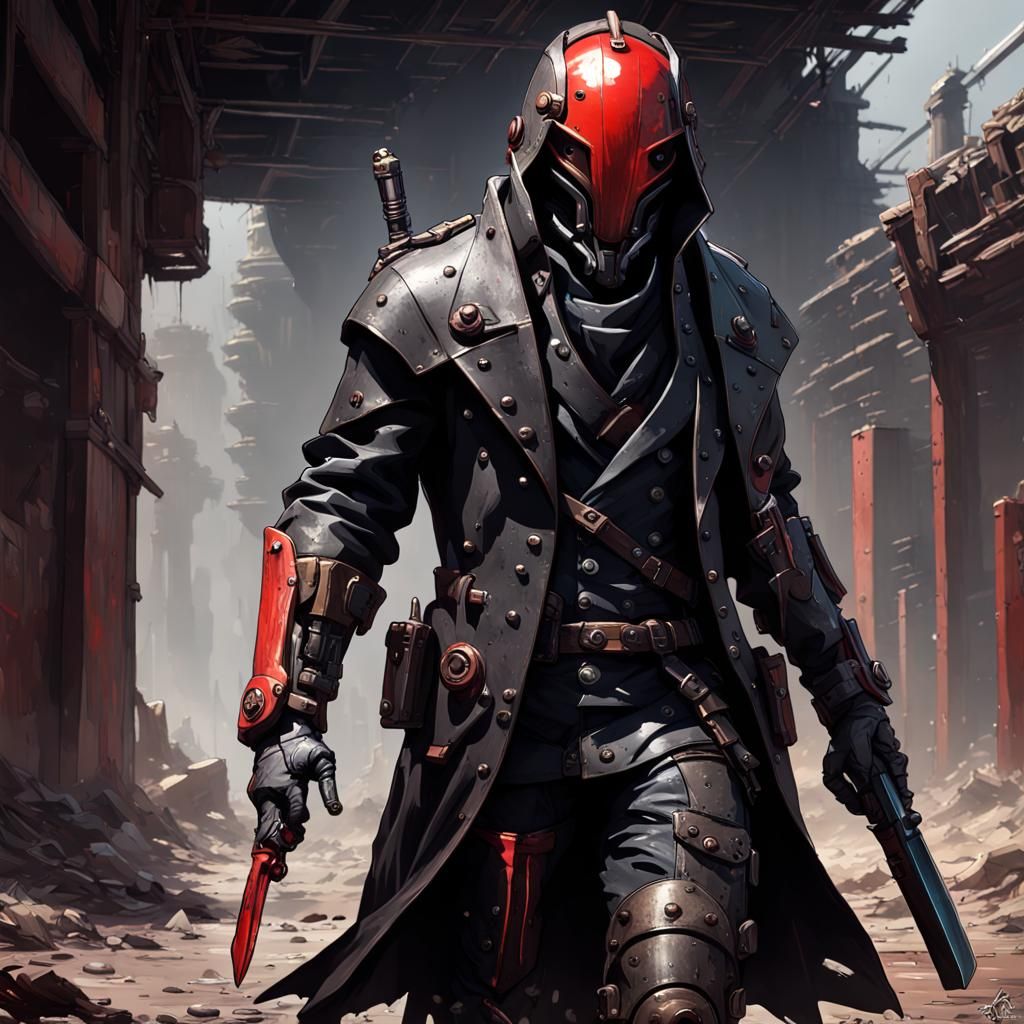 Android Gunslinger in Dark Fantasy Style