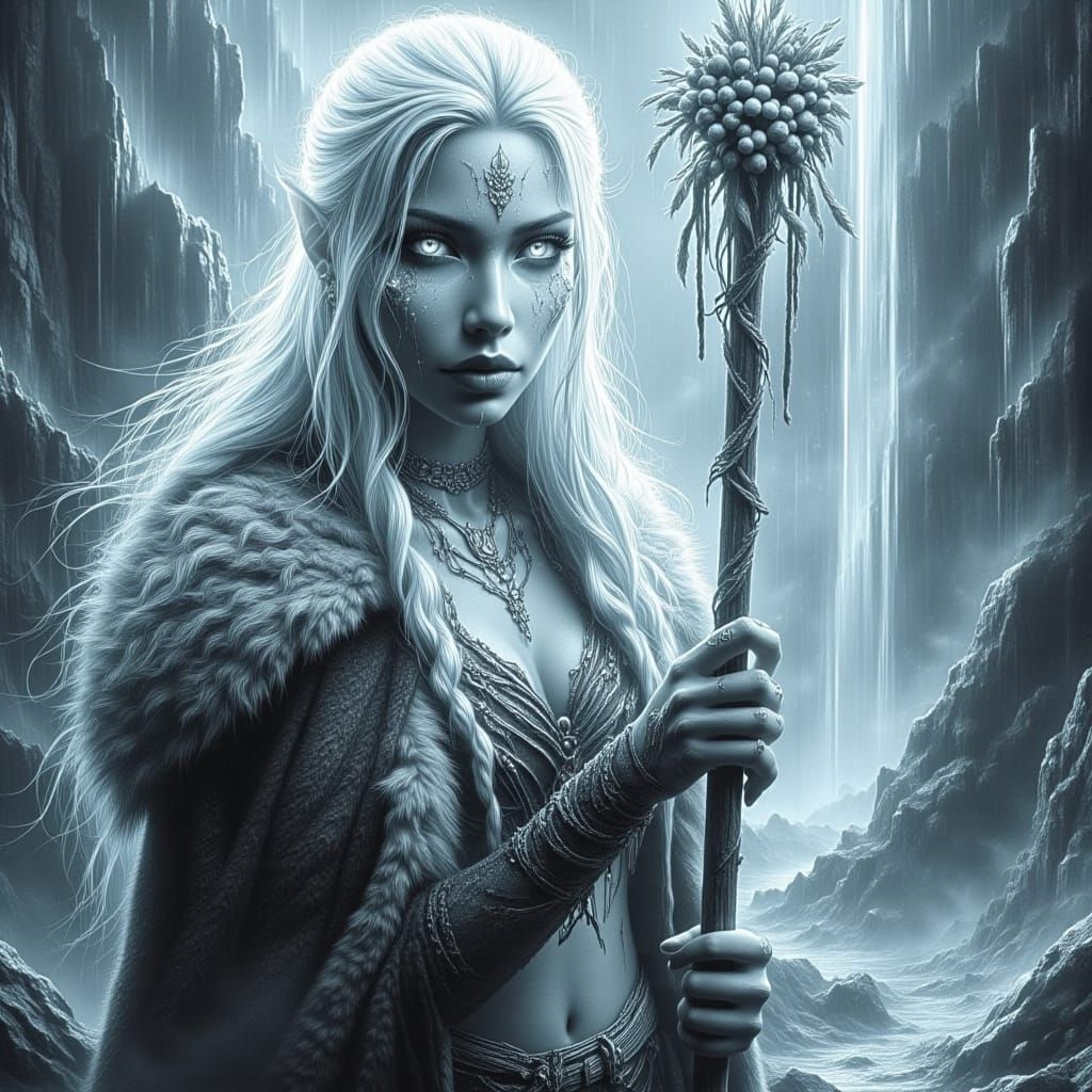 Wild Elf Storm-Watcher in Dark Fantasy Style