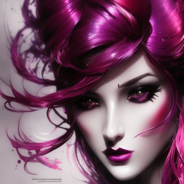 Gothic Ink Splash Art of a Beautiful Woman