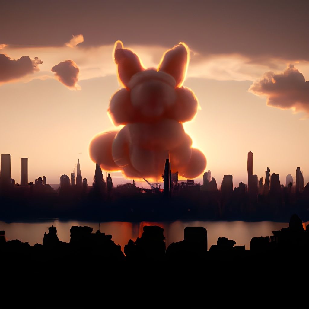 Sunset Rabbit Clouds Over New York: Matte Painting