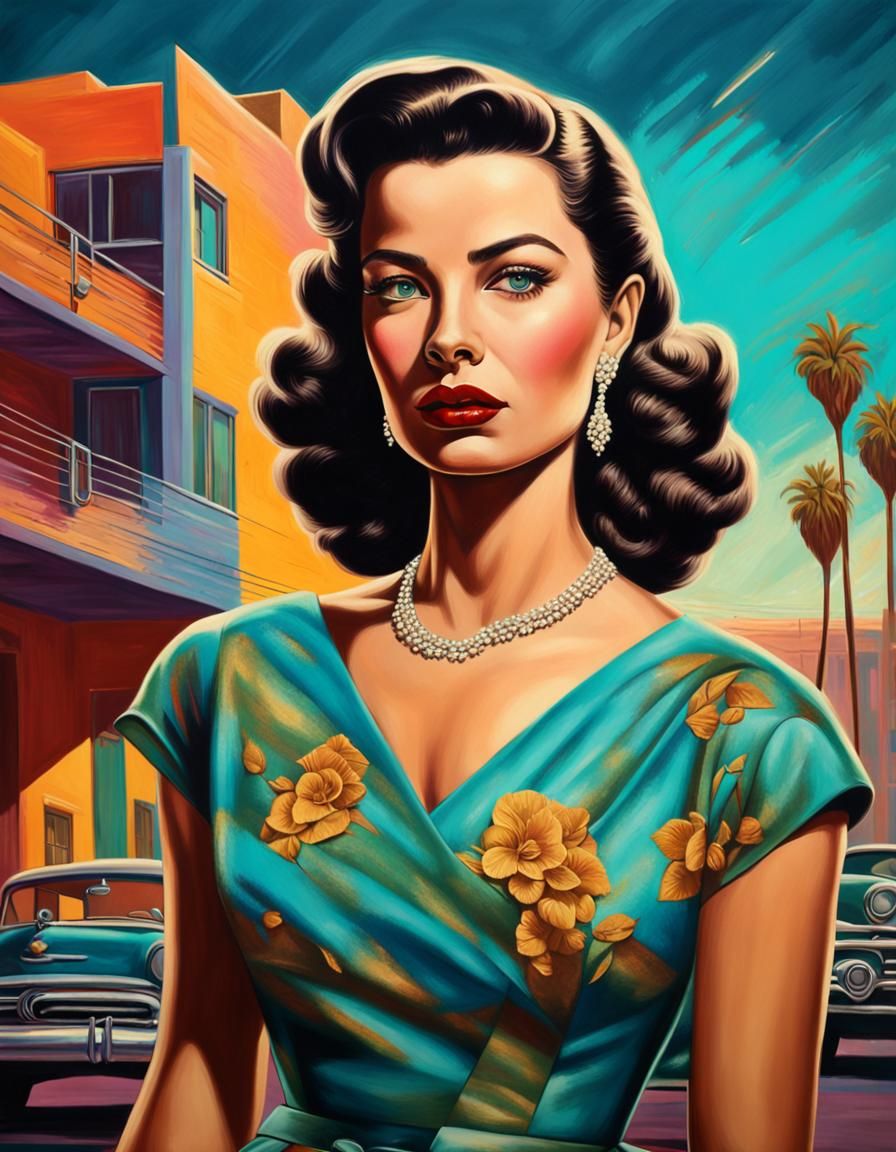 Glamorous 1950s Hollywood Actress Portrait