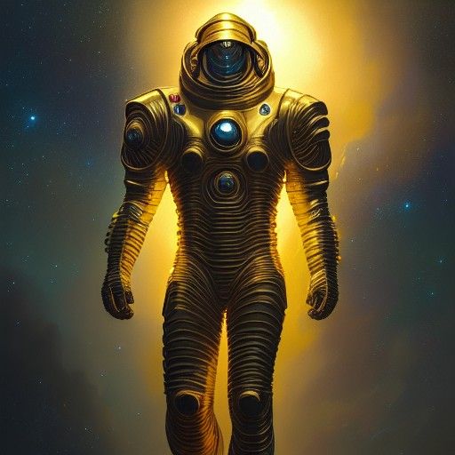 Gold Space Knight Portrait in Acid Rain