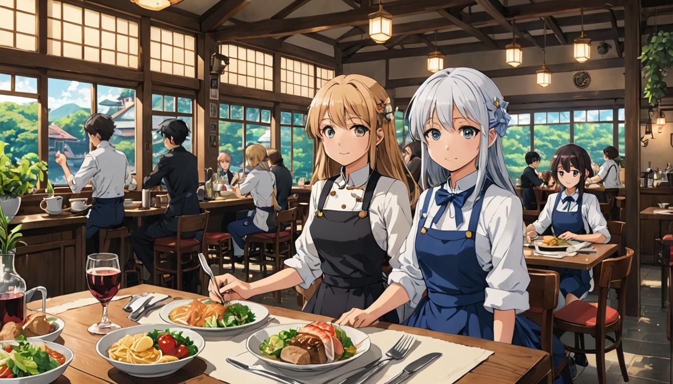 Anime Style Restaurant Scene