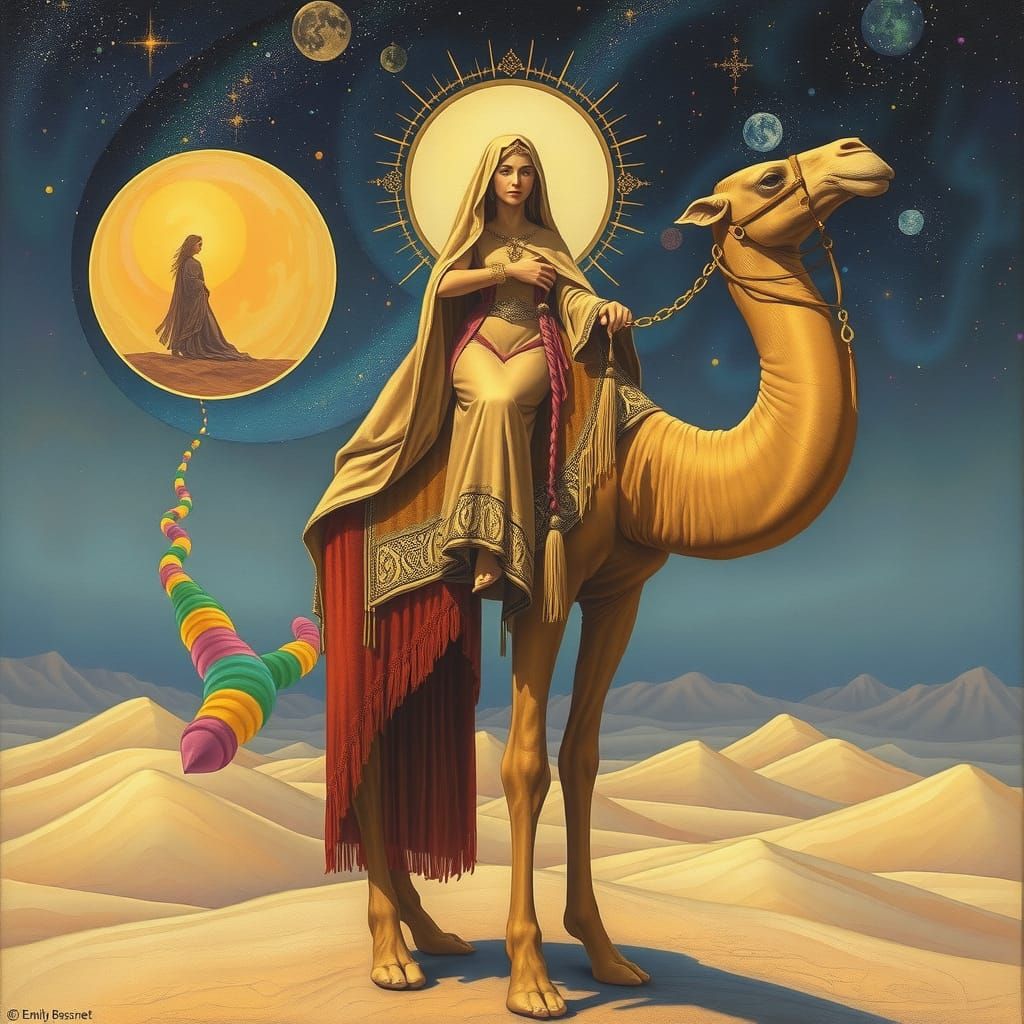 Camel Goddess on Mesa in Pastel Acrylics