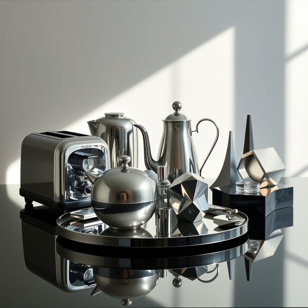 Elegant Chrome Still Life in Modern Minimalist Style