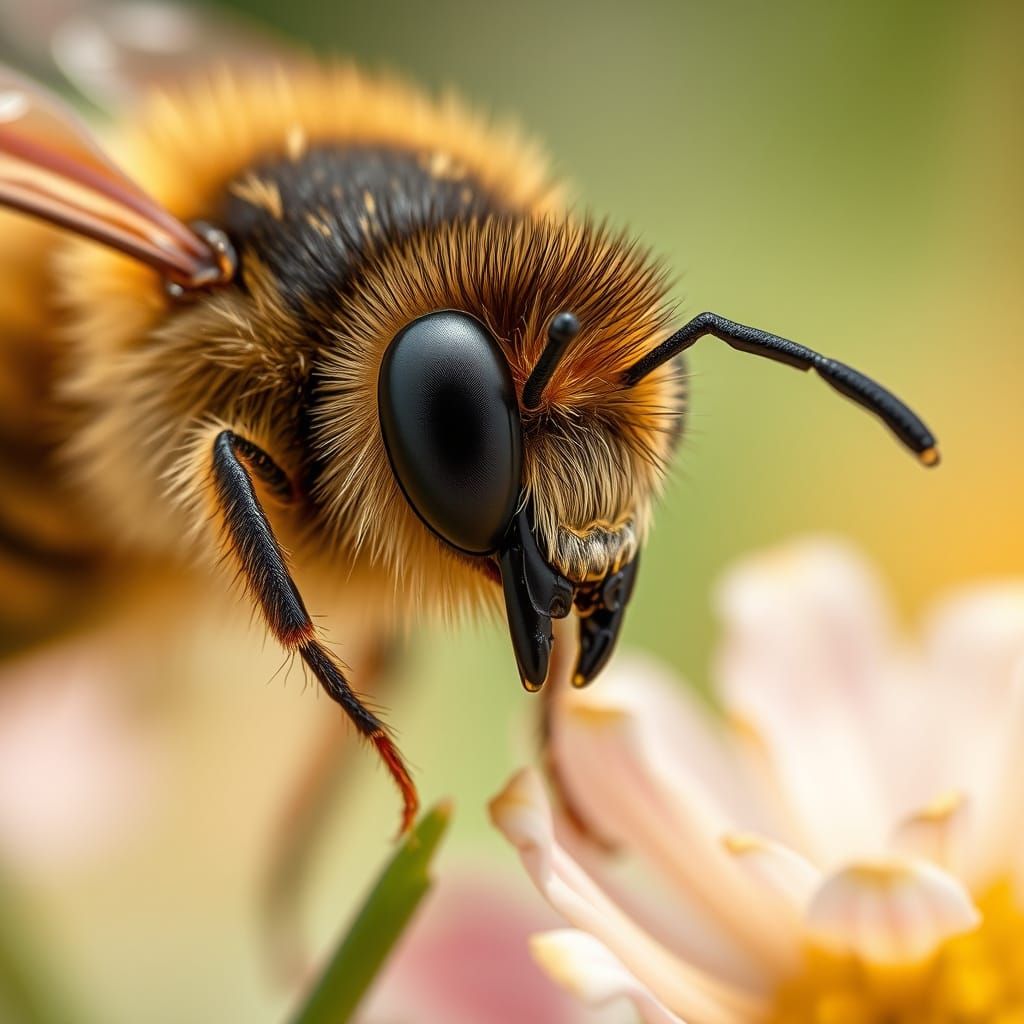 Intricate Honey Bee Portrait in Hyper-Realistic Style