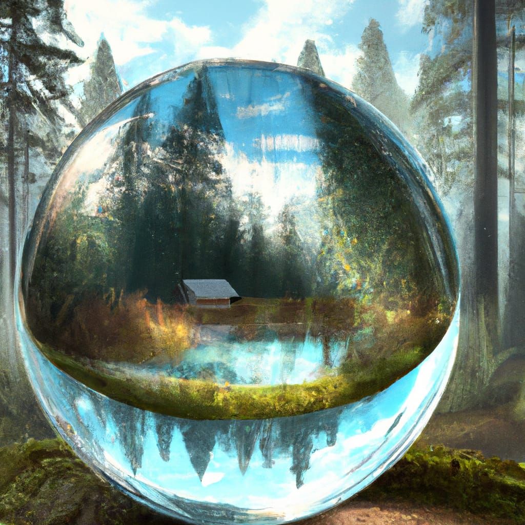 Glass Orb Landscape: Digital Fantasy Concept Art