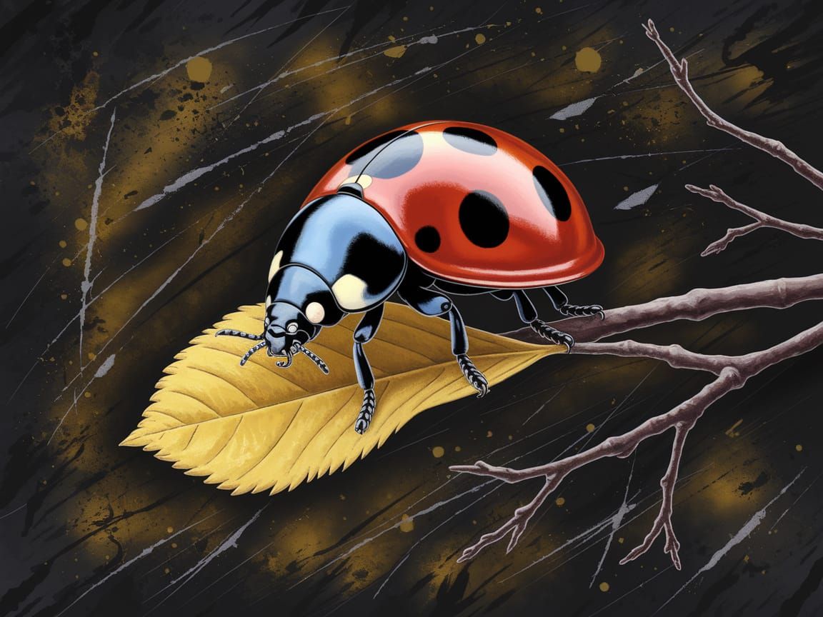 Hyper-Realistic Ladybug in Dark Fantasy Style