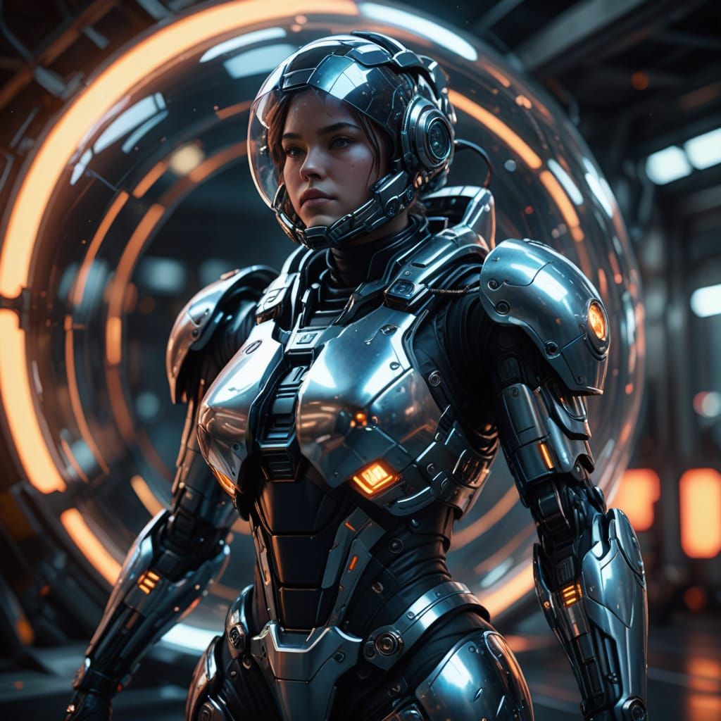 Epic Sci-Fi Female in Metallic Bubble Suit