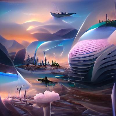 Vibrant Futuristic Fantasy Landscape