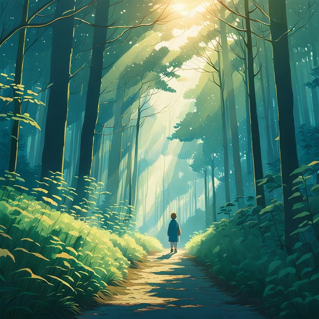 Piccolo Daimacu in Ghibli-Style Forest at Sunrise