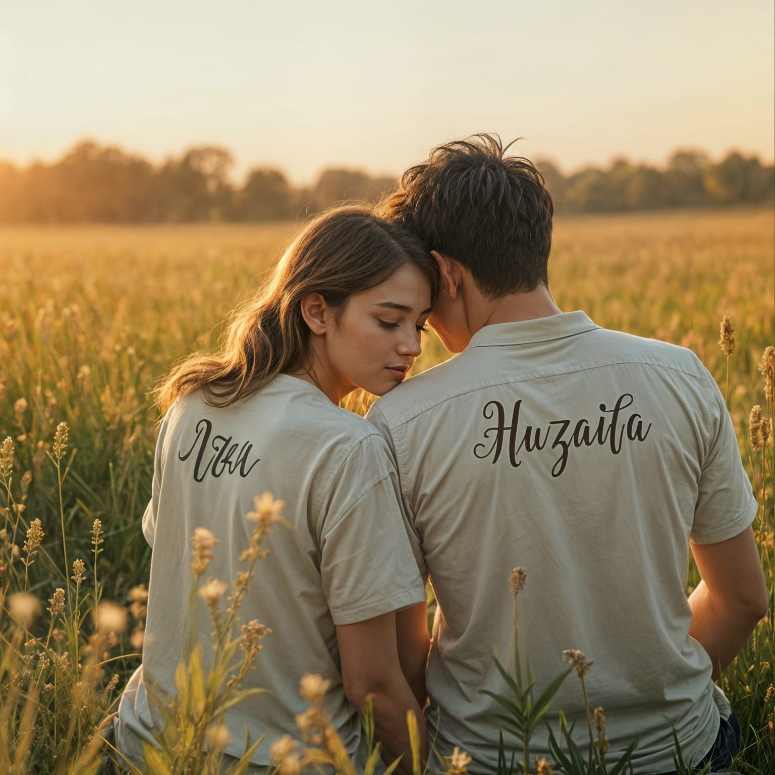 Family Moment in Sunlit Meadow