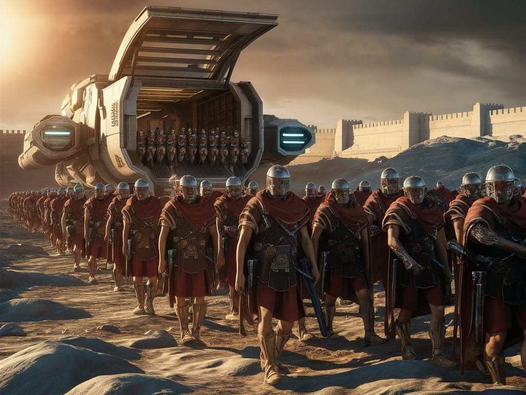 Futuristic Roman Soldiers on Alien Planet