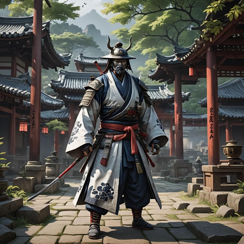 Ghost of Tsushima Samurai in Anime Style