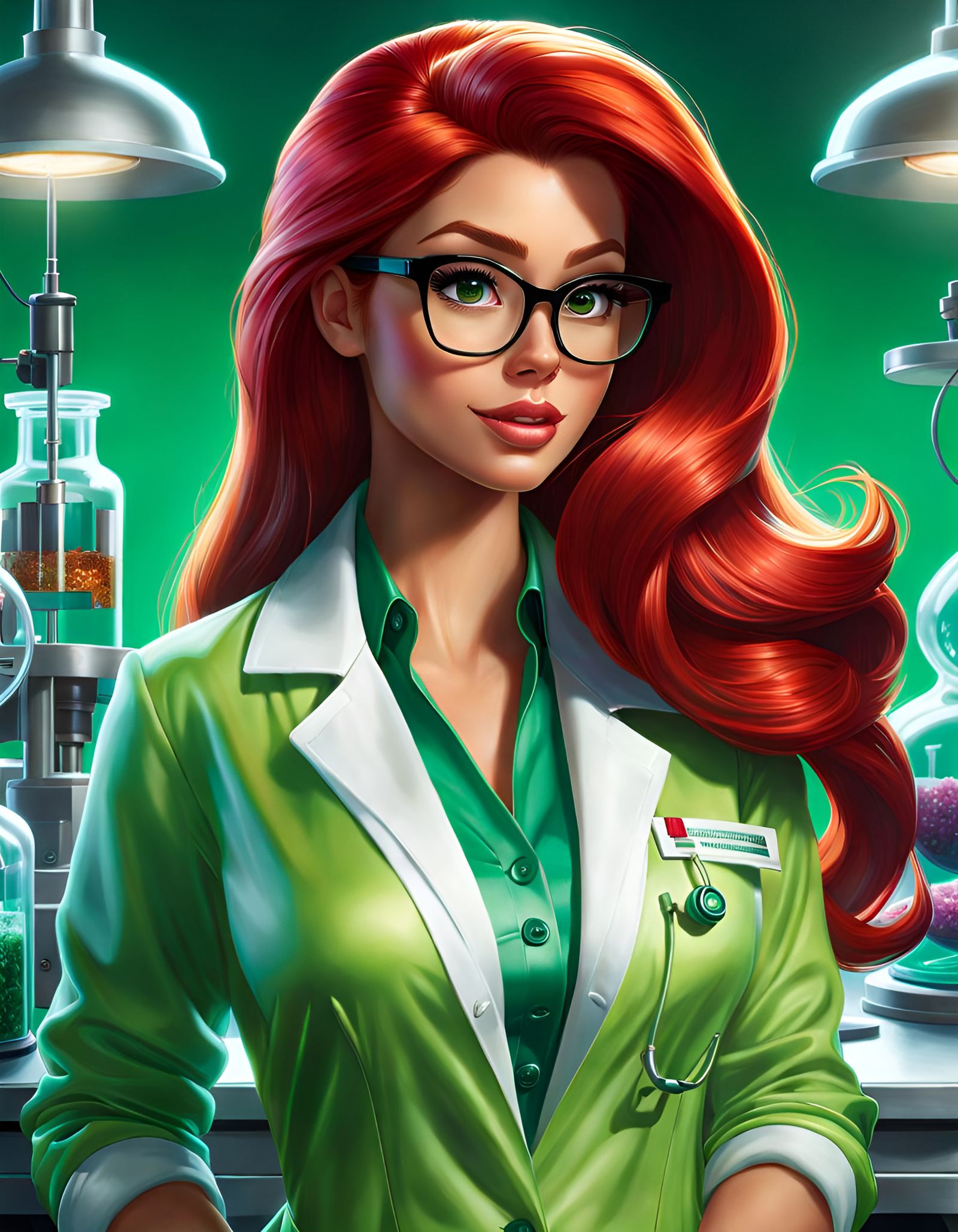 Hyperrealistic Ariel as Marine Biologist in Lab
