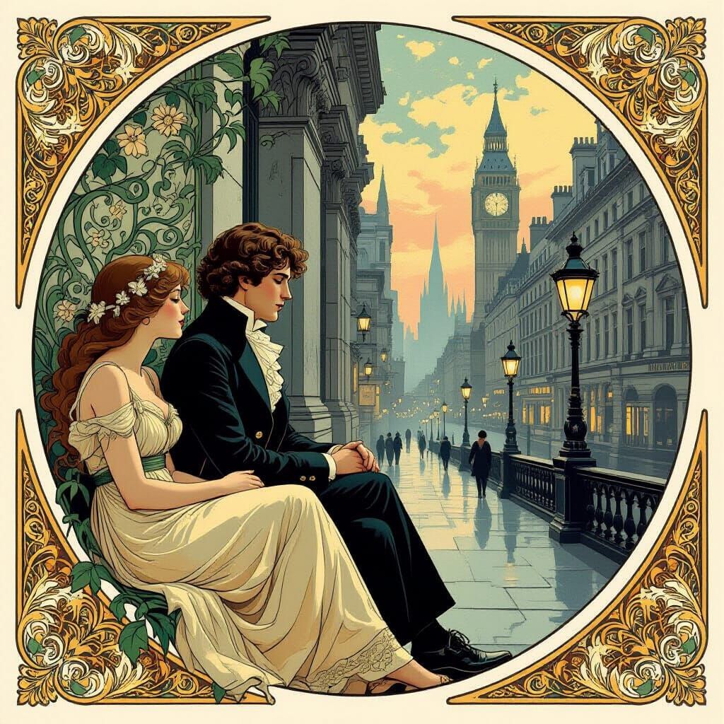 Art Nouveau Mozart in Foggy London