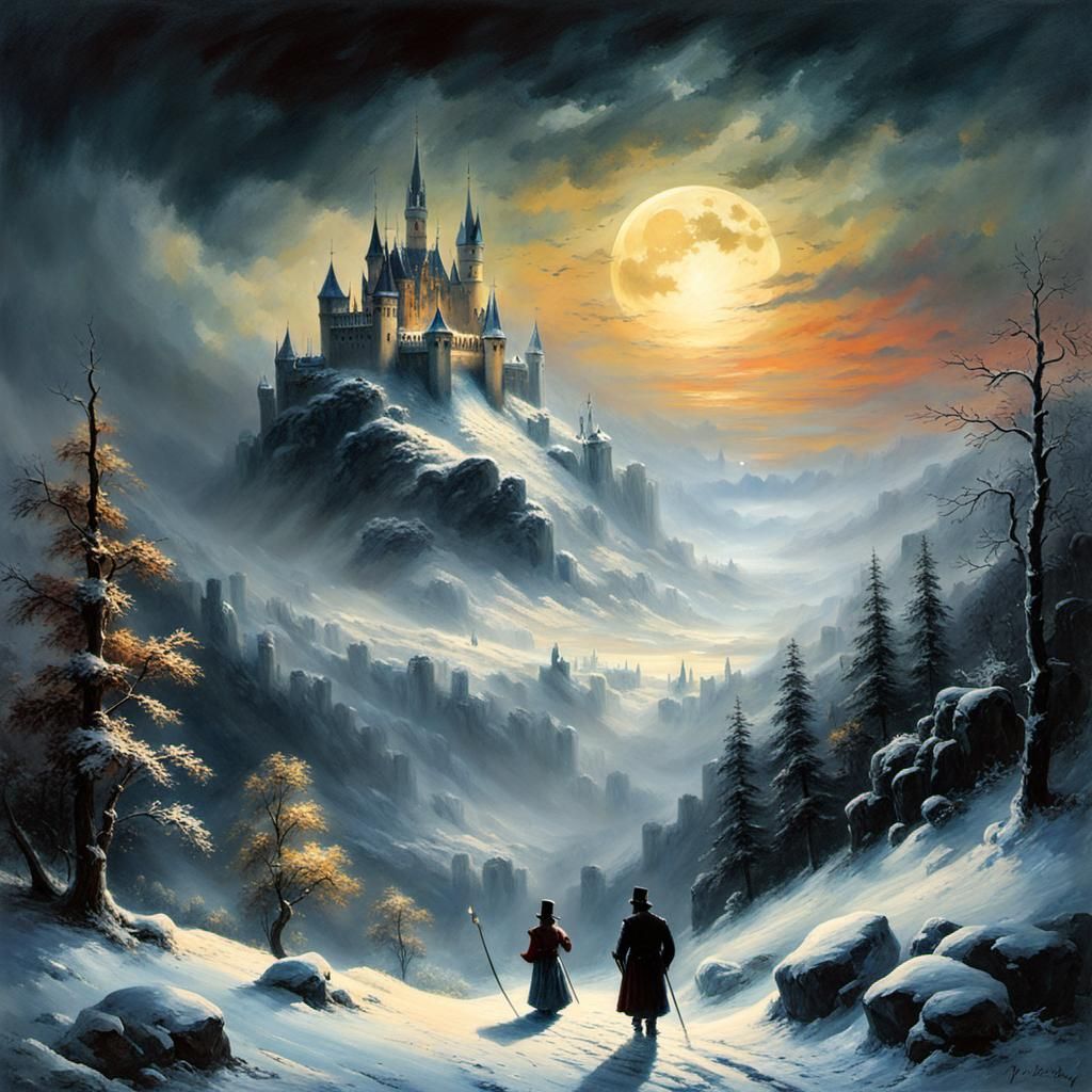 Gothic Winter Landscape in Cinematic Illustration