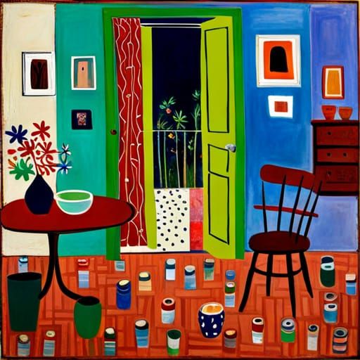 Abstract Interior Scene Inspired by Surrealist Painting