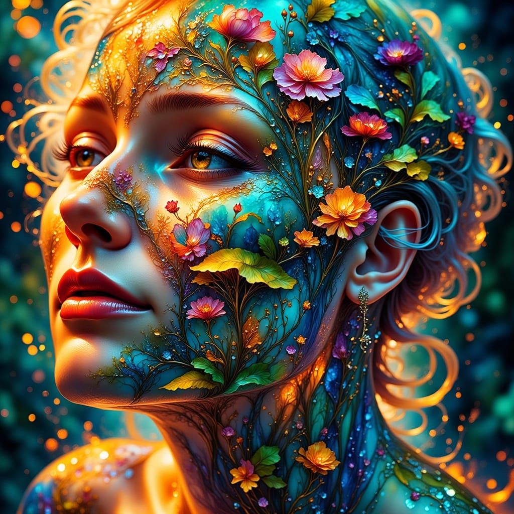 Transparent Portrait Reveals Cityscape, Fantasy Concept Art