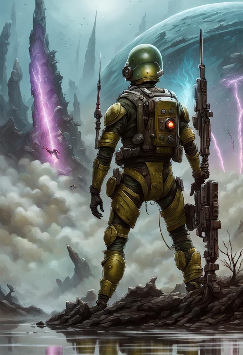 Astronaut Arrives on a Foggy Alien World