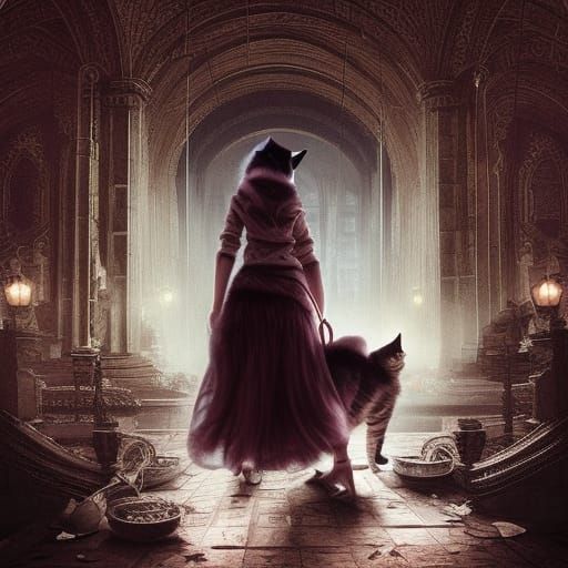 Girl Holding Cat in Epic Cinematic Style