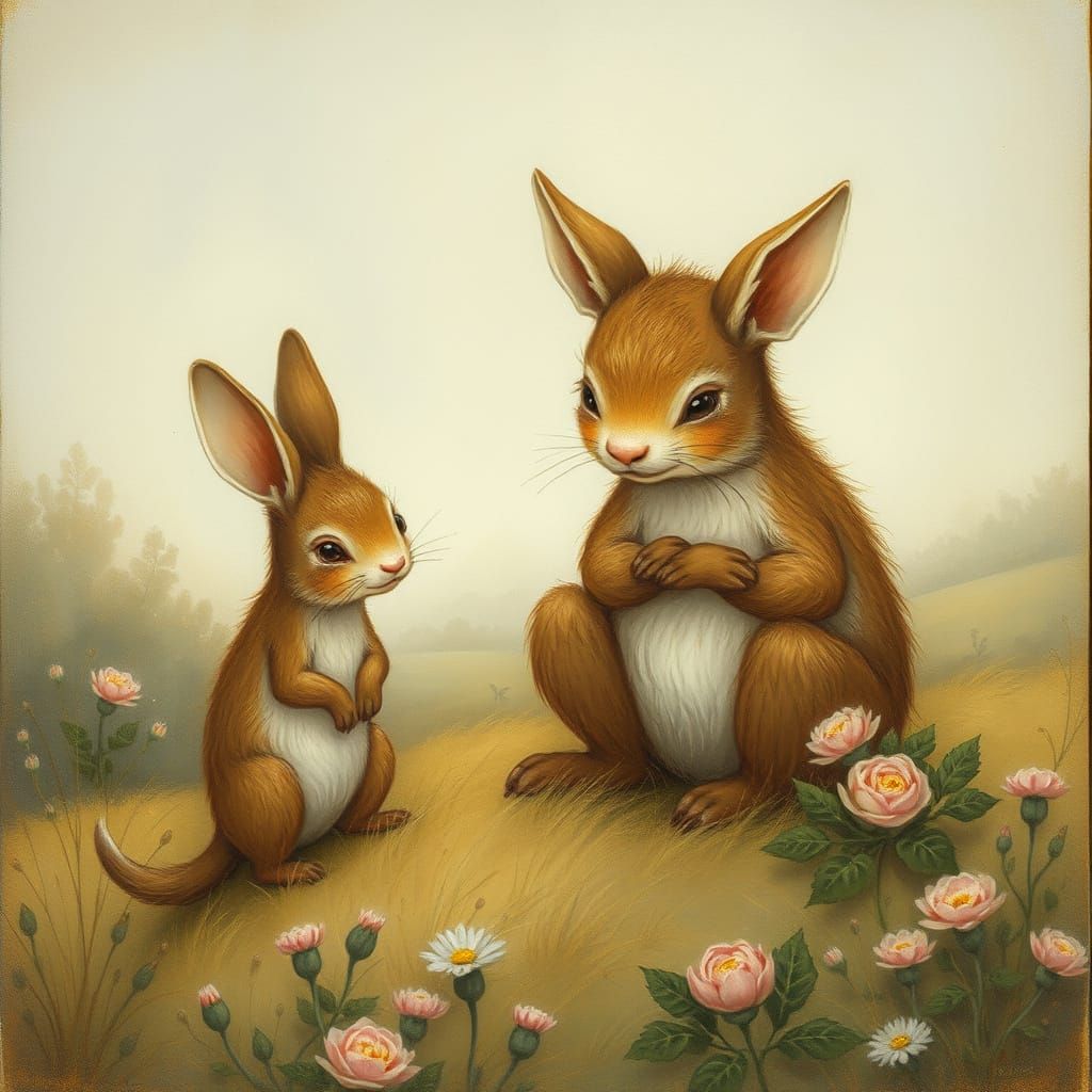 Gentle Creatures in Idyllic Landscape