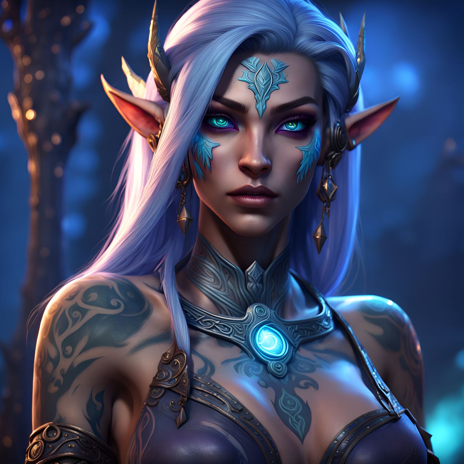 Hyperrealistic Night Elf Concept Art in 8K