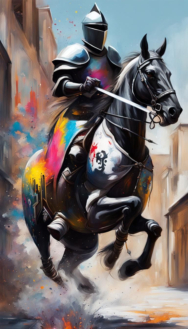 Black Knight Jousting: Graffiti Art Style