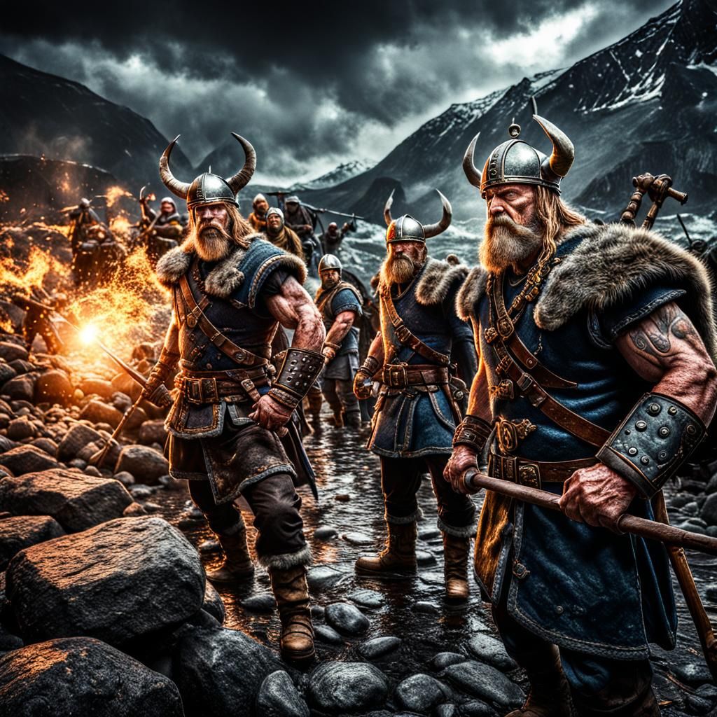 Hyperrealistic Atomic Vikings in Raw Light