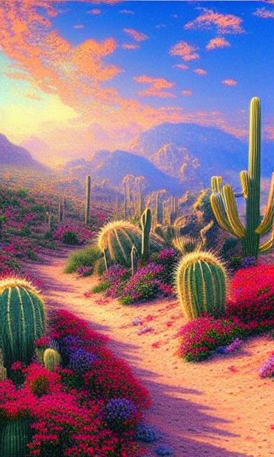 Desert Oasis: Oil Painting in Ethereal Fantasy Style