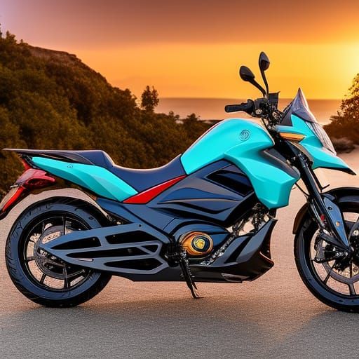 Smiling Hybrid Motorcycles in Turquoise Water