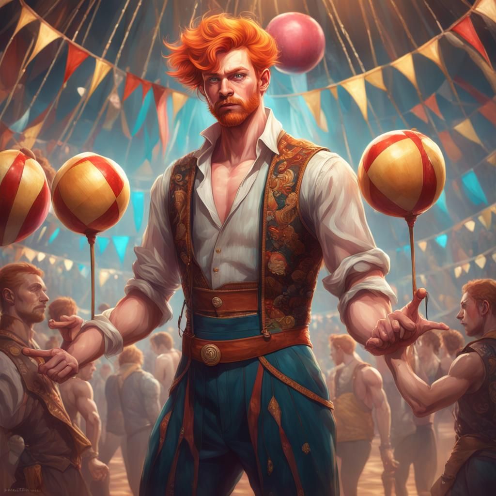 Circus Juggler Portrait in Hyperdetailed Style