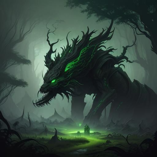 Humanoid Weedling Slices Through Flesh in Dark Forest