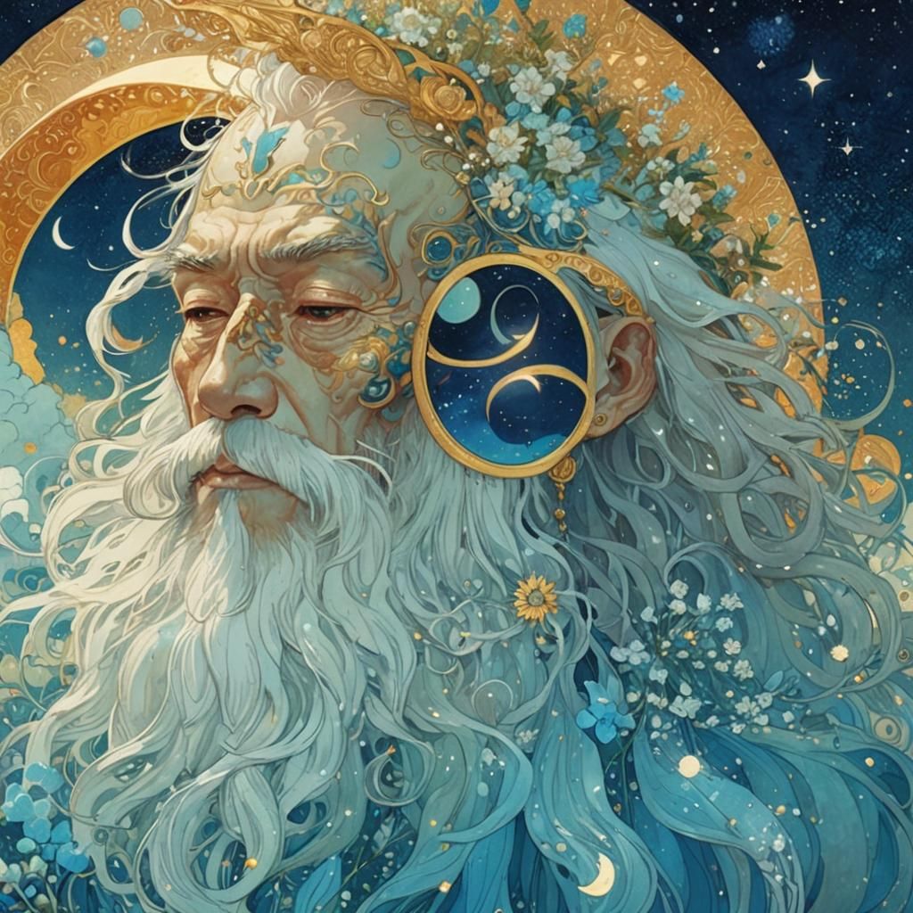 Fantasy Wizard with Sunflower, Ngai-Inspired Portrait