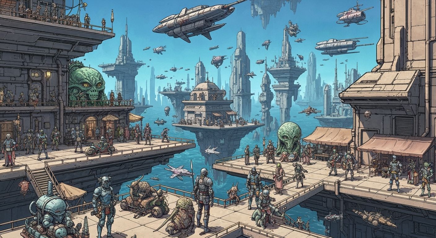 Cyberpunk Atlantis: Alien Marketplace of the Future