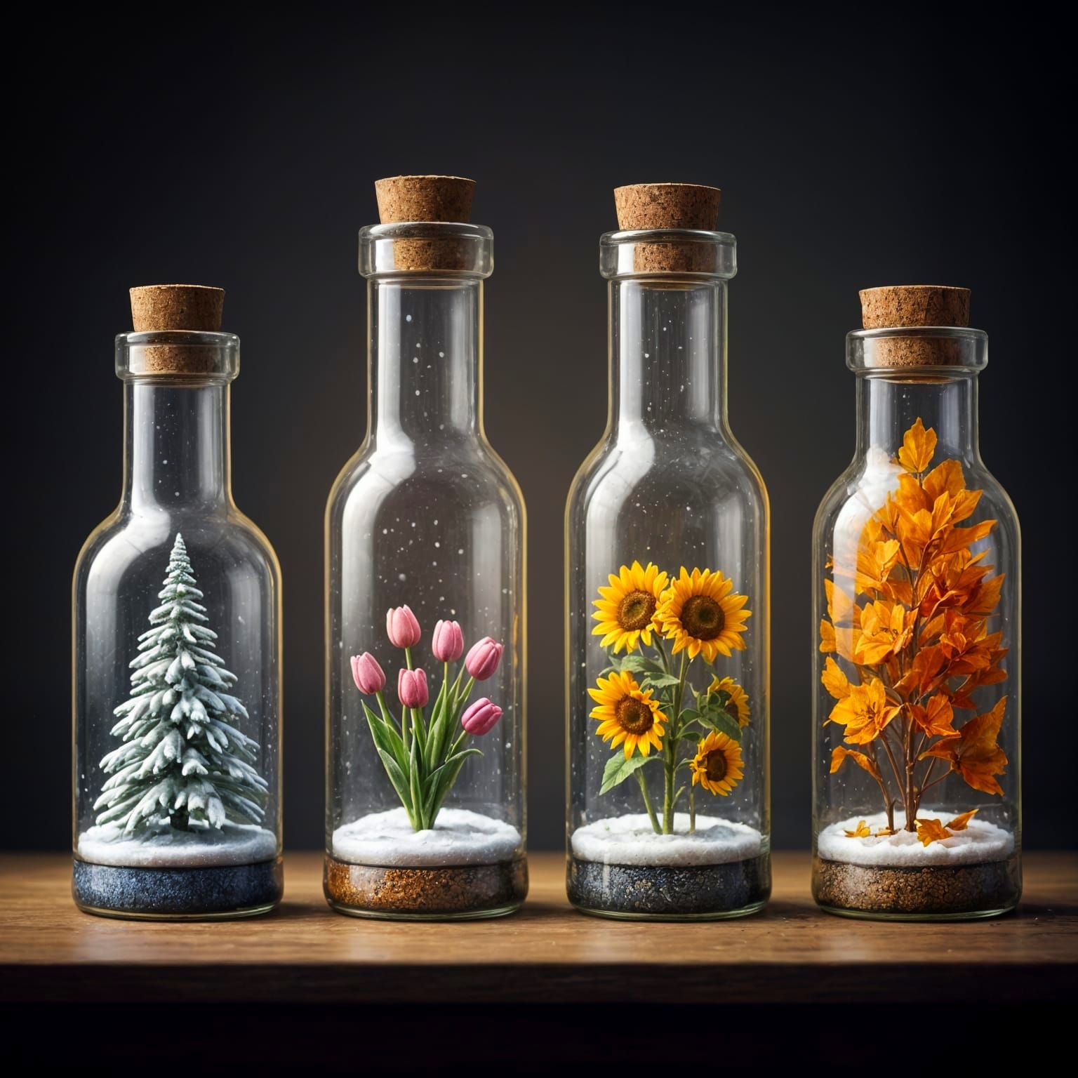 Seasonal Glass Bottles: A Miniature World in Light