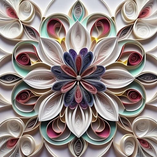 Intricate Quilled Thai Silk Scarf in Vibrant Close-Up