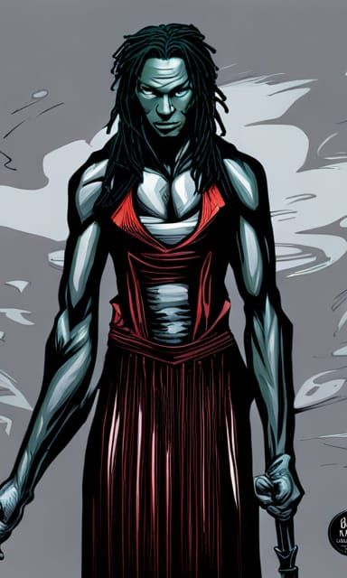 Red gold green art by Clive Barker African comic book style ...