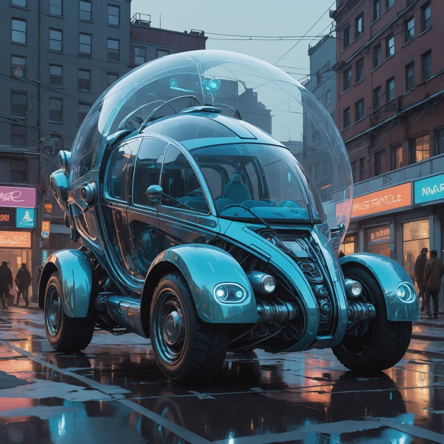 Futuristic Bio-Mechanical Vehicle in Neo-Futurist Style