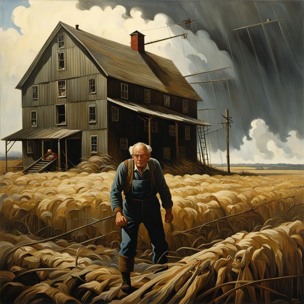 Farmer's Desperate Struggle During Windstorm in Americana St...