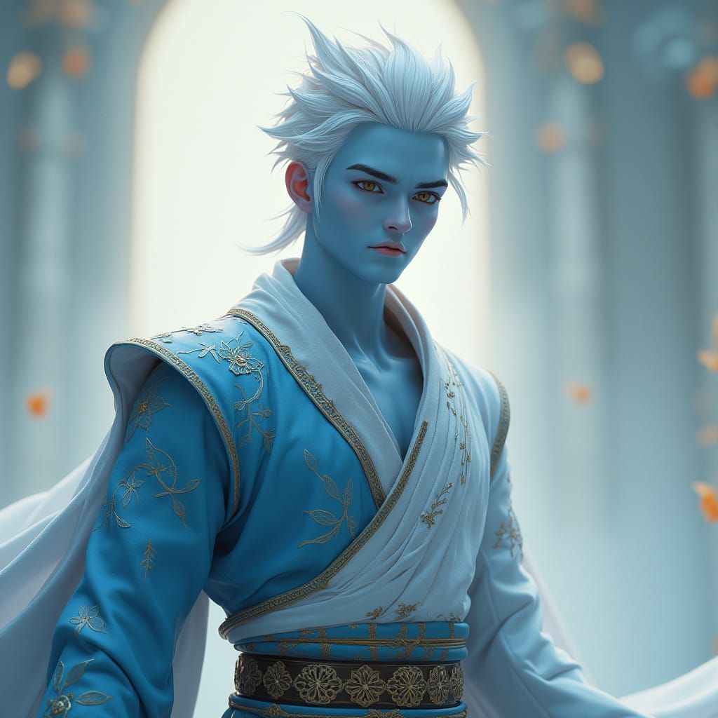 Heroic Air Genasi in Cinematic Realism Style