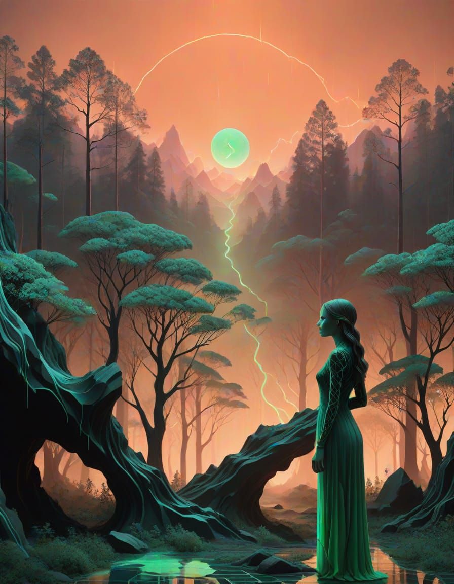 Surreal Rotoscope Landscape with Dreamlike Decoupage Art